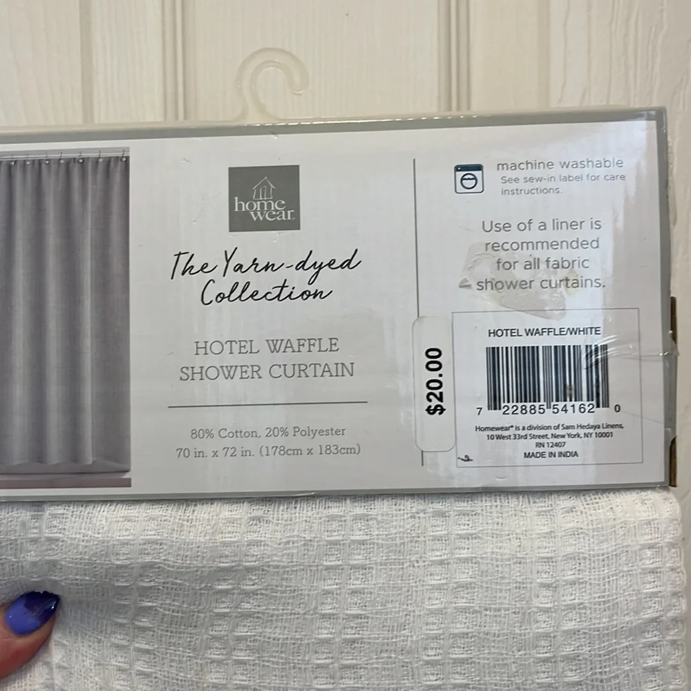 White waffle weave shower curtain
